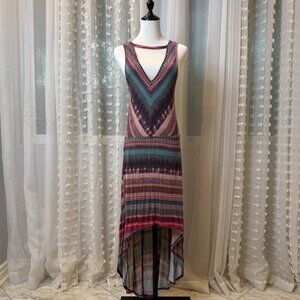 Sleeveless Deep V Hi-Low Stretch Knit Boho Dress